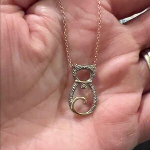 JCM Gold plated Sterling silver cat pendant & necklace 18”